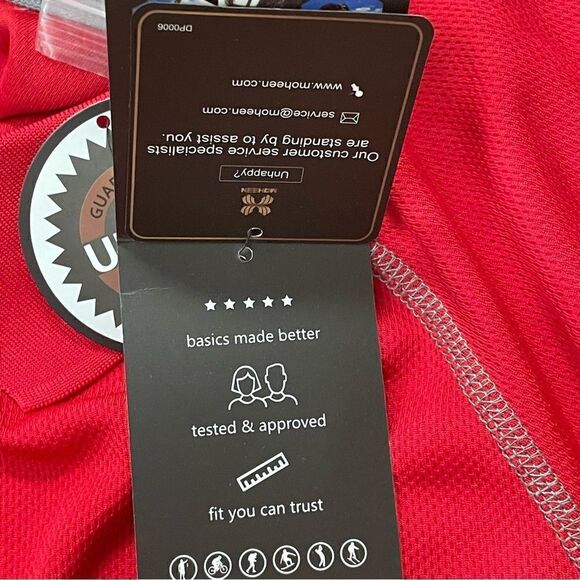 Moheen Cool Shirt Mens Large Red Dri Short Sleeve Polo UPF 50 Outdoor Hiking - Picture 11 of 11